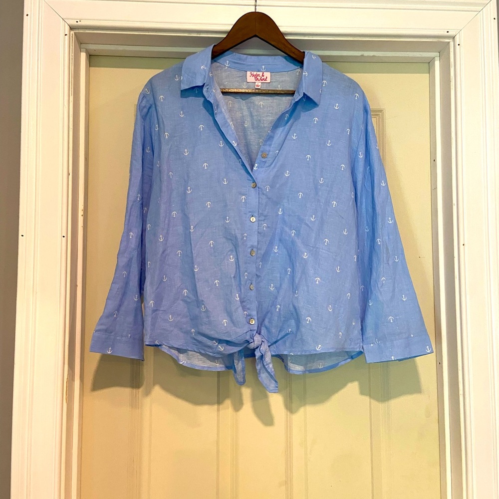 Cute women's tie front top